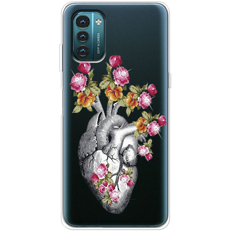 Чехол со стразами Nokia G21 Heart