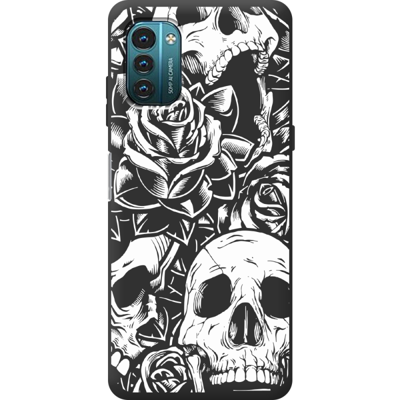 Черный чехол BoxFace Nokia G21 Skull and Roses