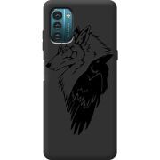 Черный чехол BoxFace Nokia G21 Wolf and Raven