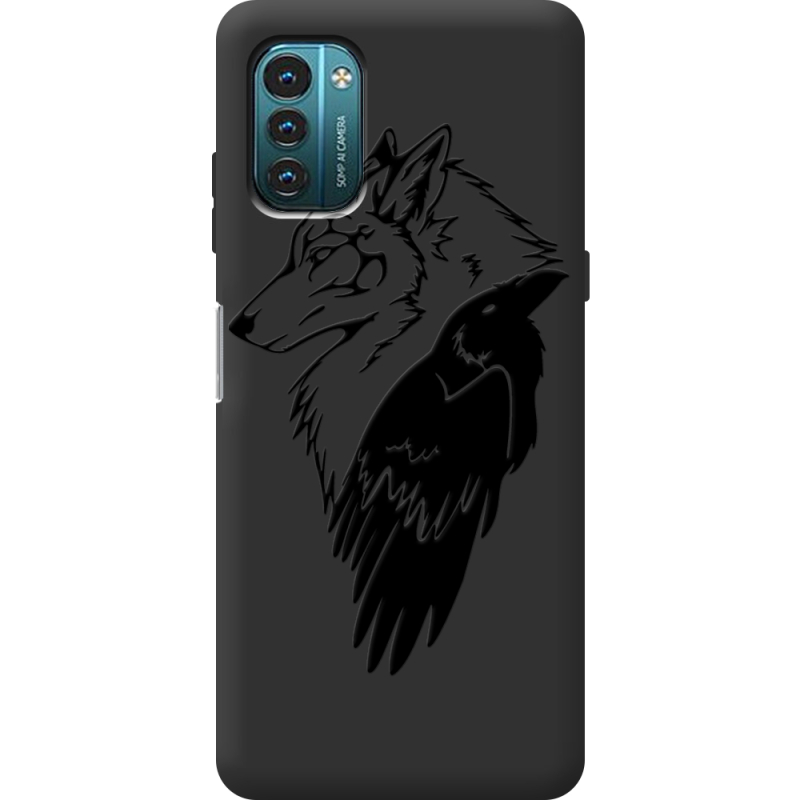 Черный чехол BoxFace Nokia G11 Wolf and Raven