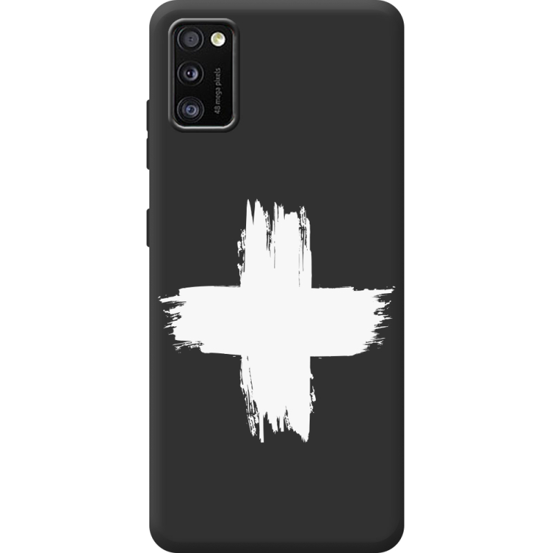 Черный чехол BoxFace Samsung Galaxy A41 (A415) Білий хрест ЗСУ