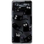 Прозрачный чехол BoxFace Xiaomi Poco X4 Pro 5G с 3D-глазками Black Kitty