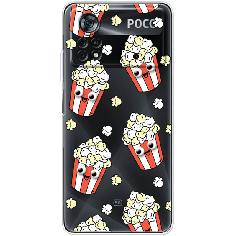 Прозрачный чехол BoxFace Xiaomi Poco X4 Pro 5G с 3D-глазками Popcorn