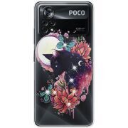 Чехол со стразами Xiaomi Poco X4 Pro 5G Cat in Flowers
