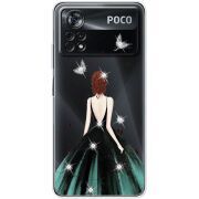 Чехол со стразами Xiaomi Poco X4 Pro 5G Girl in the green dress