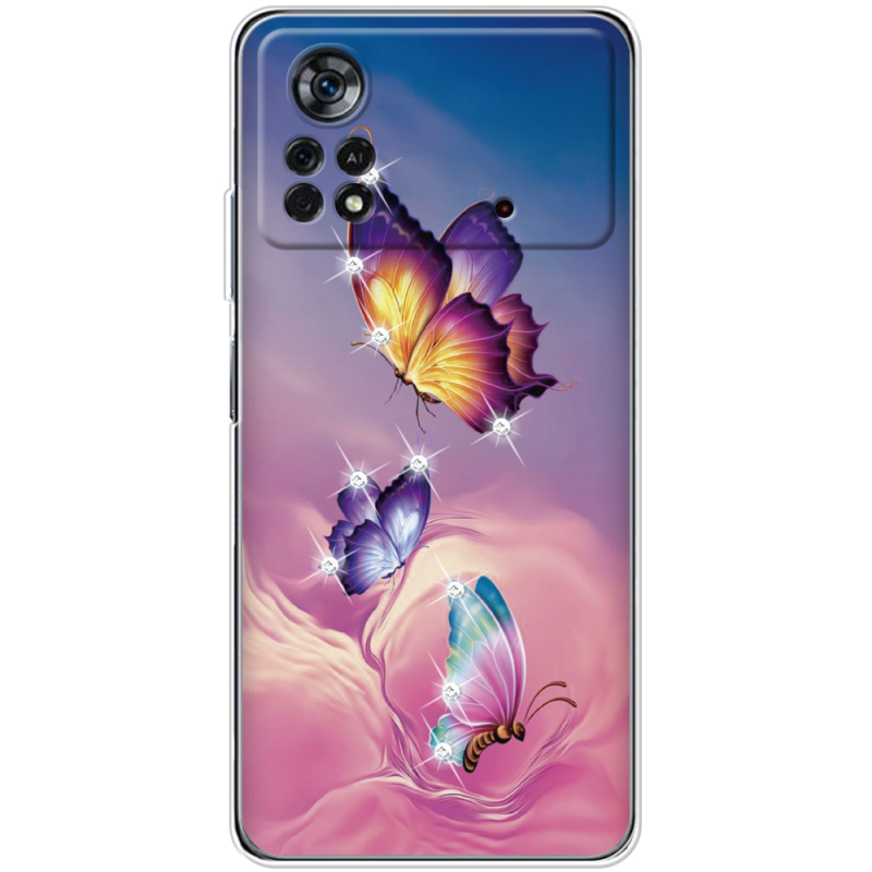 Чехол со стразами Xiaomi Poco X4 Pro 5G Butterflies