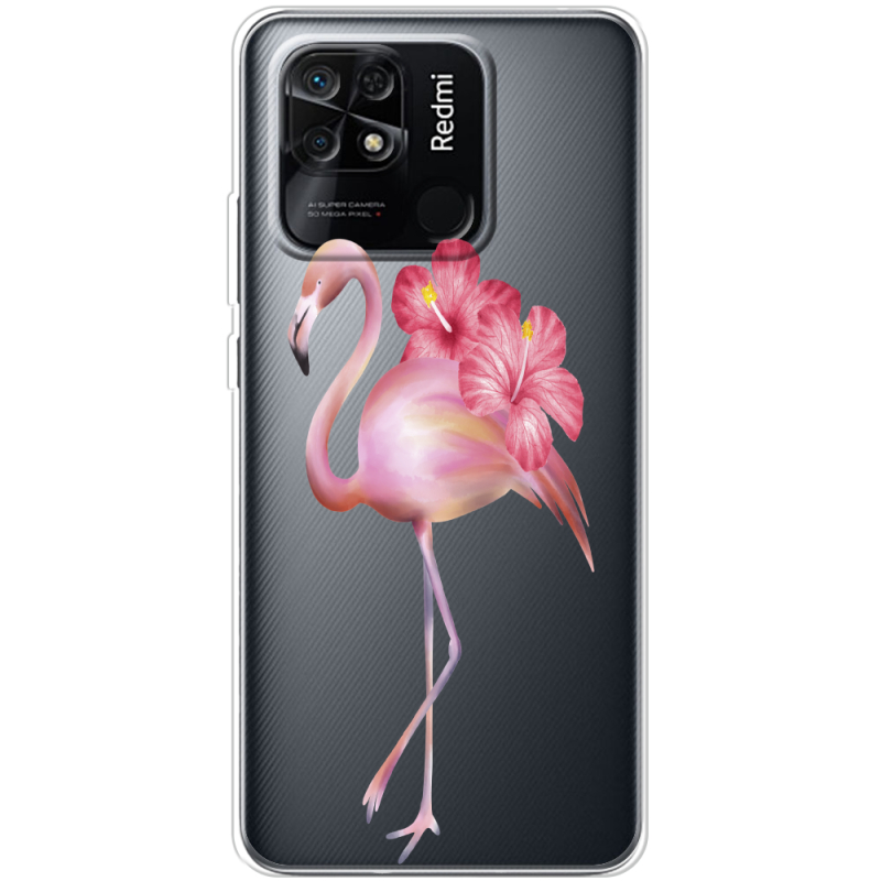 Прозрачный чехол BoxFace Xiaomi Redmi 10C Floral Flamingo