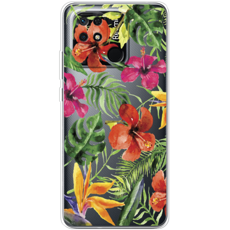 Прозрачный чехол BoxFace Xiaomi Redmi 10C Tropical Flowers