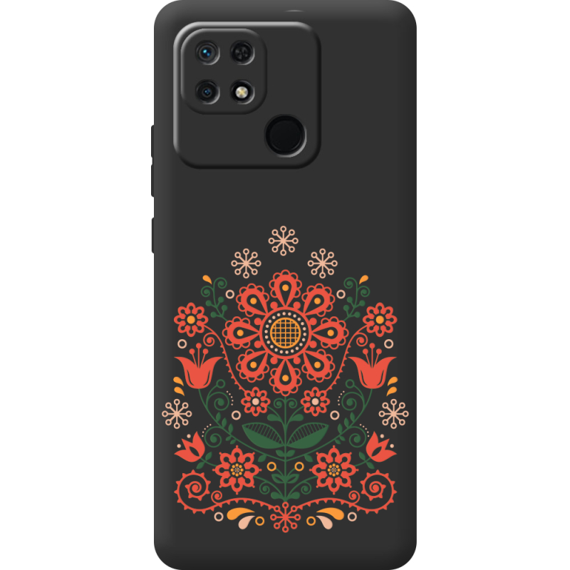 Черный чехол BoxFace Xiaomi Redmi 10C Ukrainian Ornament