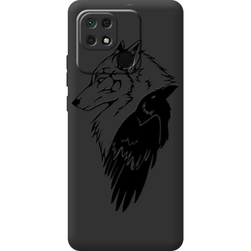 Черный чехол BoxFace Xiaomi Redmi 10C Wolf and Raven