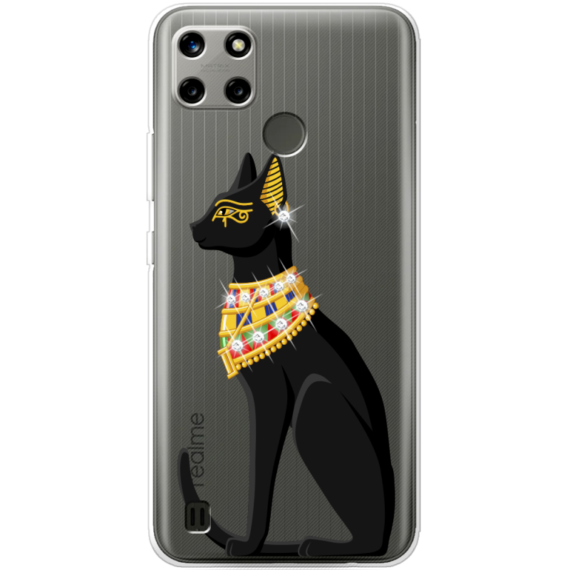 Чехол со стразами Realme C21Y Egipet Cat