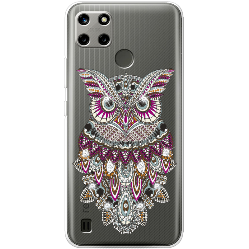 Чехол со стразами Realme C21Y Owl