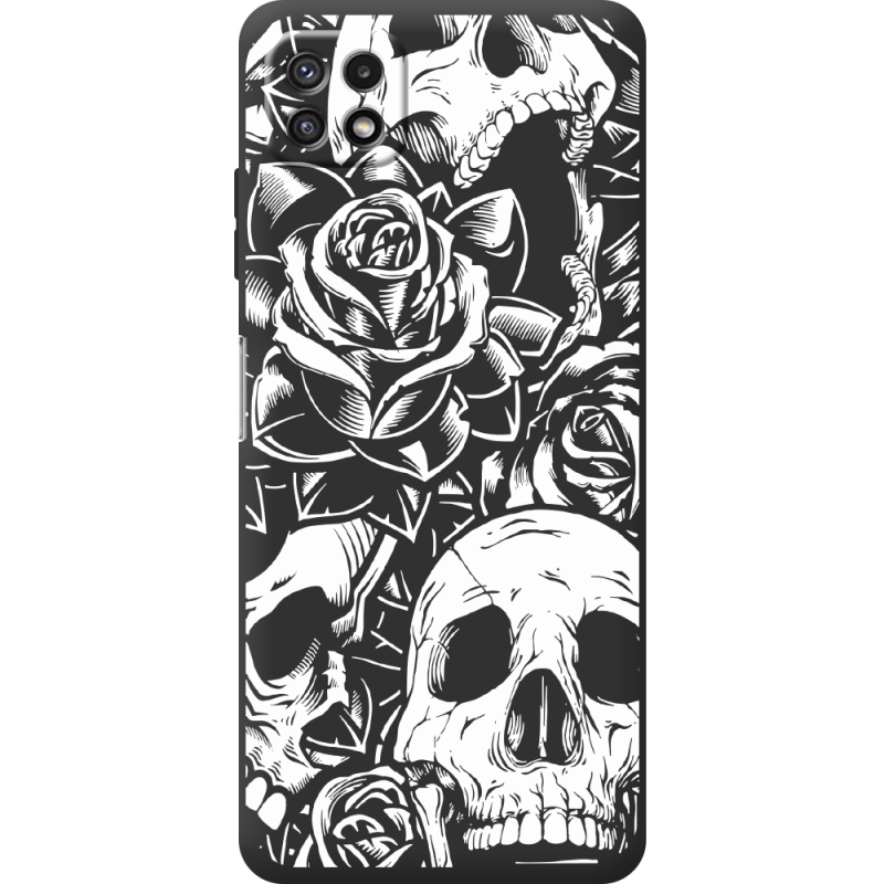 Черный чехол BoxFace Samsung Galaxy A22 5G (A226) Skull and Roses