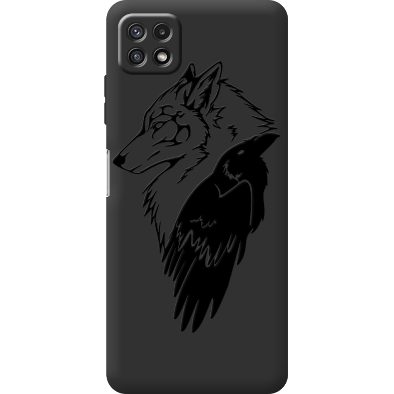 Черный чехол BoxFace Samsung Galaxy A22 5G (A226) Wolf and Raven