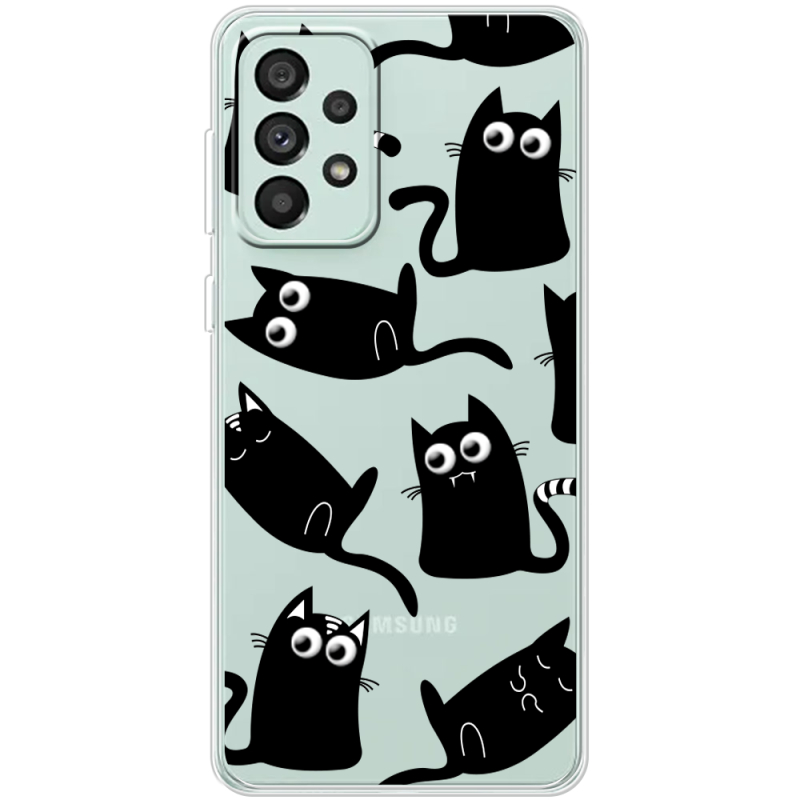 Прозрачный чехол BoxFace Samsung Galaxy A73 (A736) с 3D-глазками Black Kitty