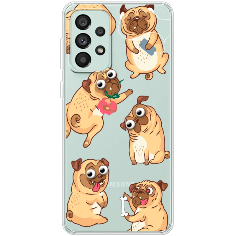 Прозрачный чехол BoxFace Samsung Galaxy A73 (A736) с 3D-глазками Pug