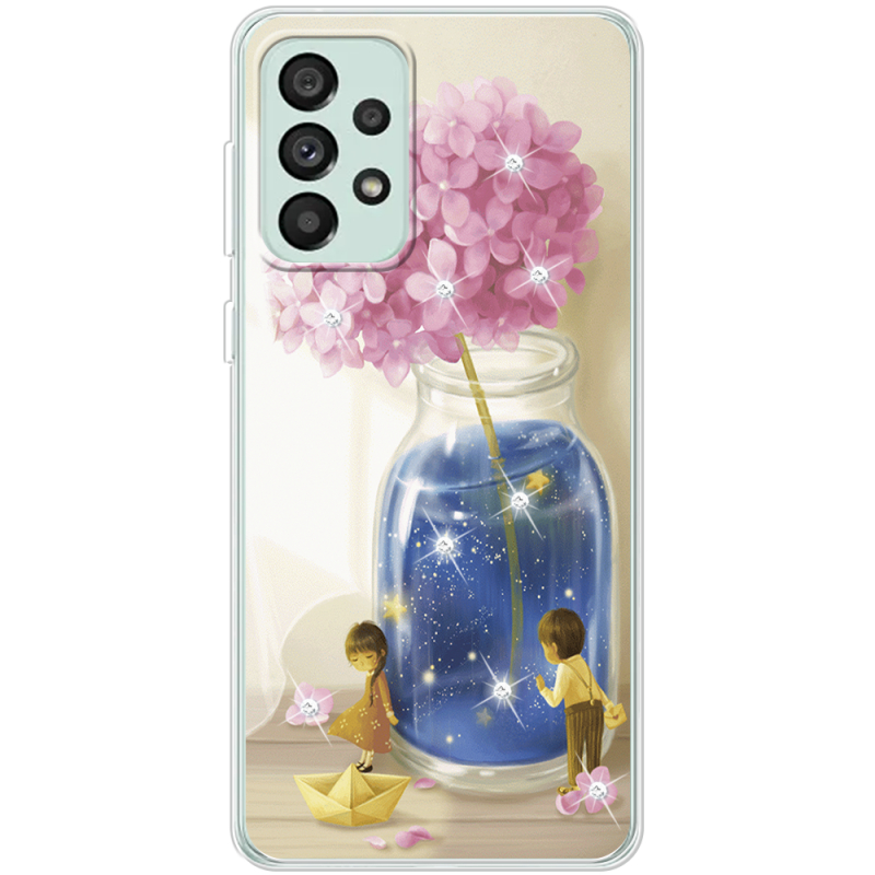 Чехол со стразами Samsung Galaxy A73 (A736) Little Boy and Girl