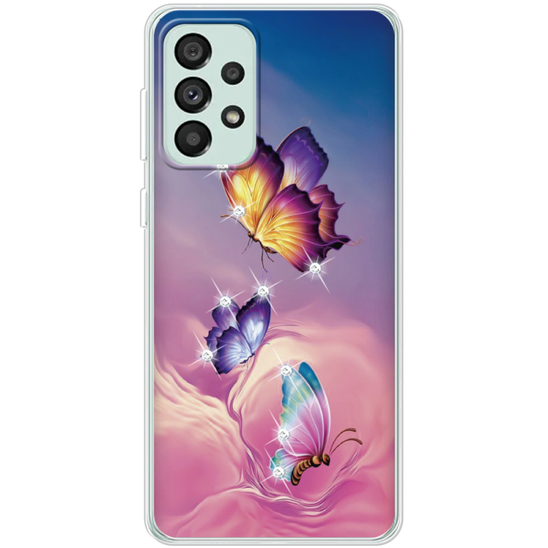 Чехол со стразами Samsung Galaxy A73 (A736) Butterflies