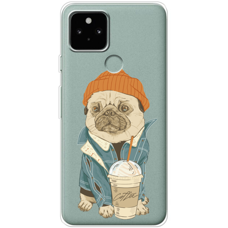 Прозрачный чехол Uprint Google Pixel 5 Dog Coffeeman