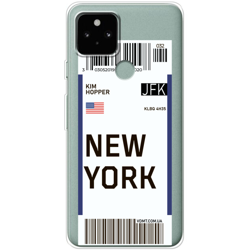 Прозрачный чехол Uprint Google Pixel 5 Ticket New York