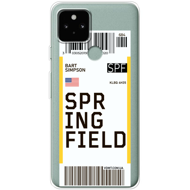 Прозрачный чехол Uprint Google Pixel 5 Ticket Springfield