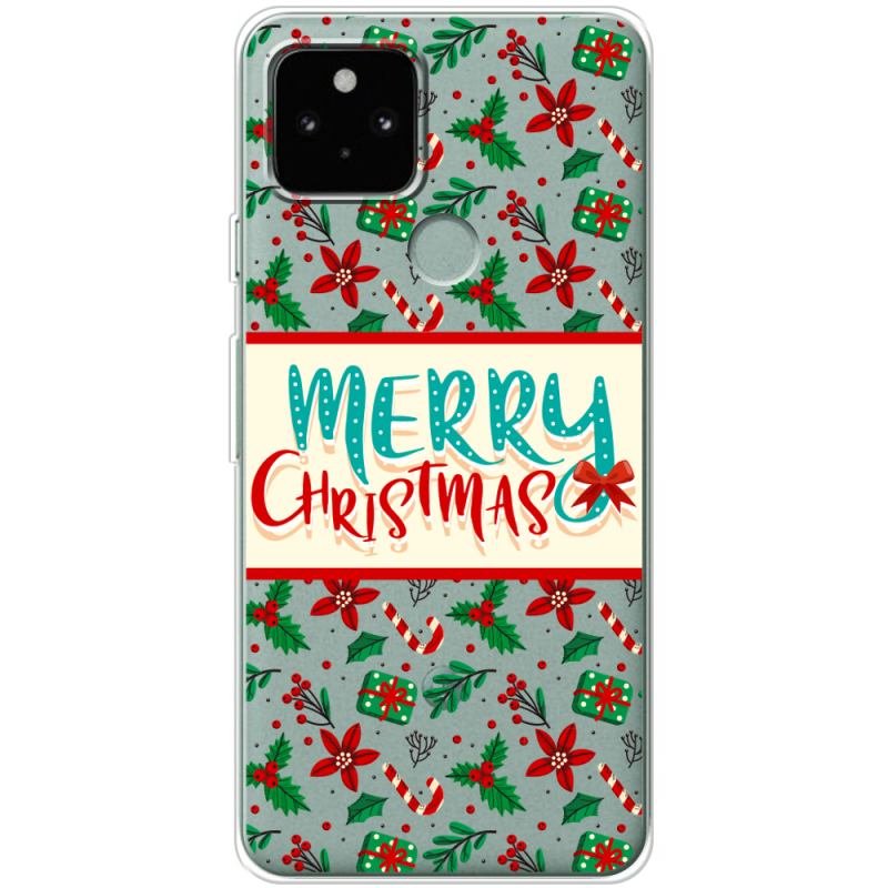 Прозрачный чехол Uprint Google Pixel 5 Vintage Christmas Pattern