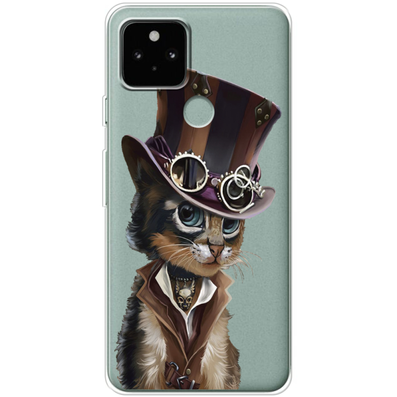 Прозрачный чехол Uprint Google Pixel 5 Steampunk Cat