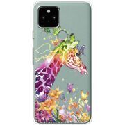 Прозрачный чехол Uprint Google Pixel 5 Colorful Giraffe