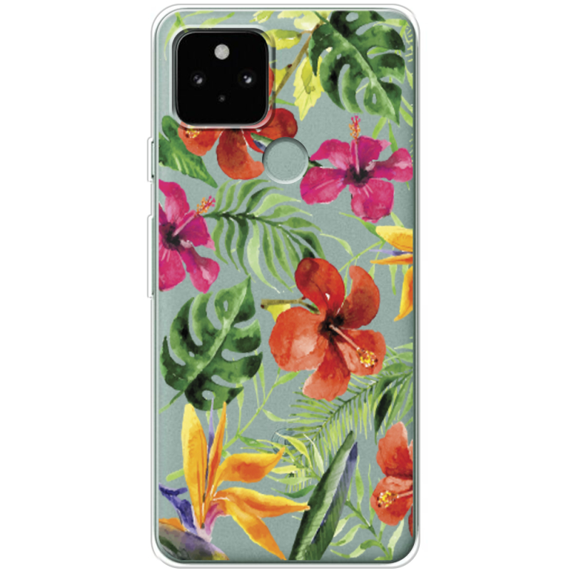 Прозрачный чехол Uprint Google Pixel 5 Tropical Flowers