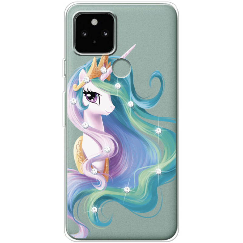 Чехол со стразами Google Pixel 5 Unicorn Queen