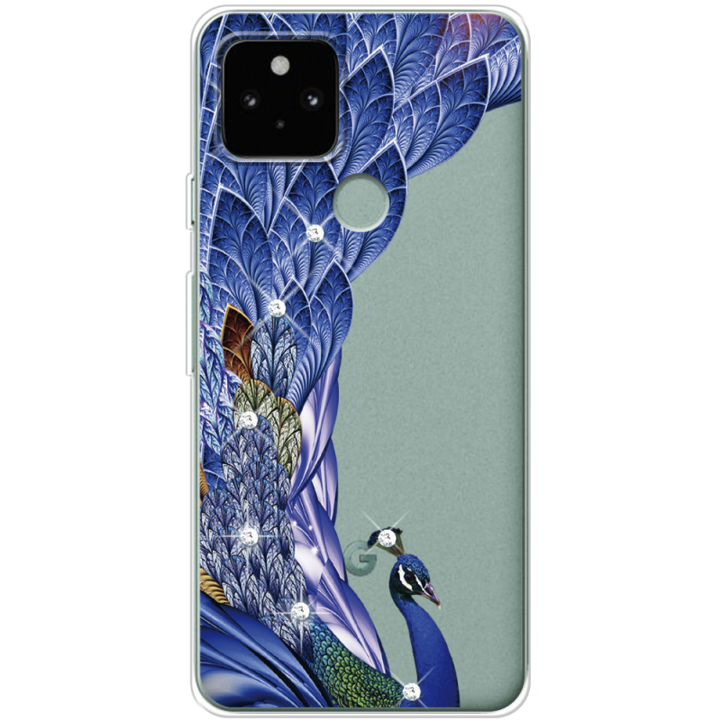 Чехол со стразами Google Pixel 5 Peafowl