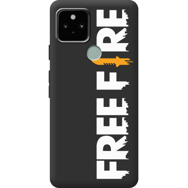 Черный чехол BoxFace Google Pixel 5 Free Fire White Logo
