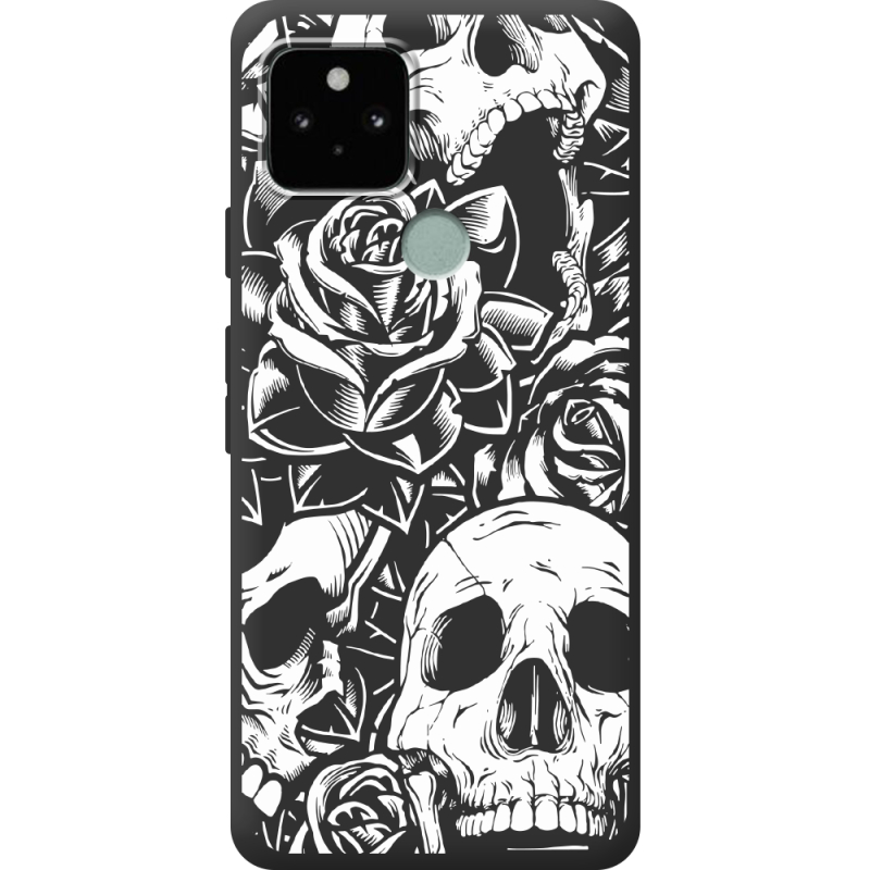 Черный чехол BoxFace Google Pixel 5 Skull and Roses