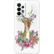 Чехол со стразами Samsung Galaxy A23 (A235) Deer with flowers