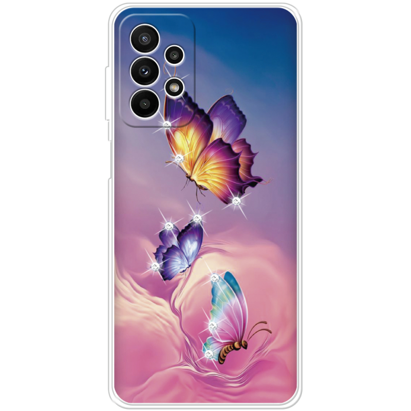 Чехол со стразами Samsung Galaxy A23 (A235) Butterflies