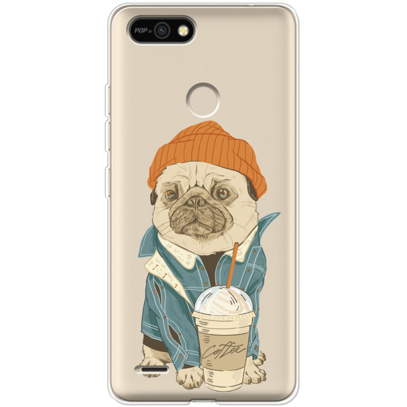 Прозрачный чехол BoxFace Tecno POP 2F Dog Coffeeman