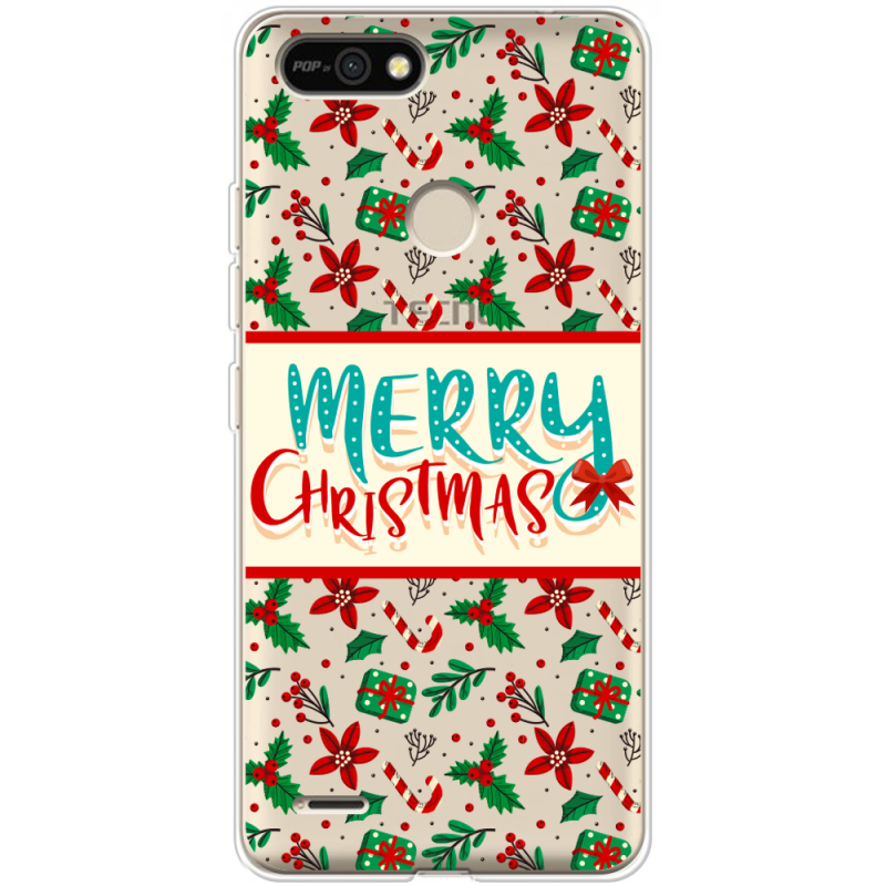 Прозрачный чехол BoxFace Tecno POP 2F Vintage Christmas Pattern