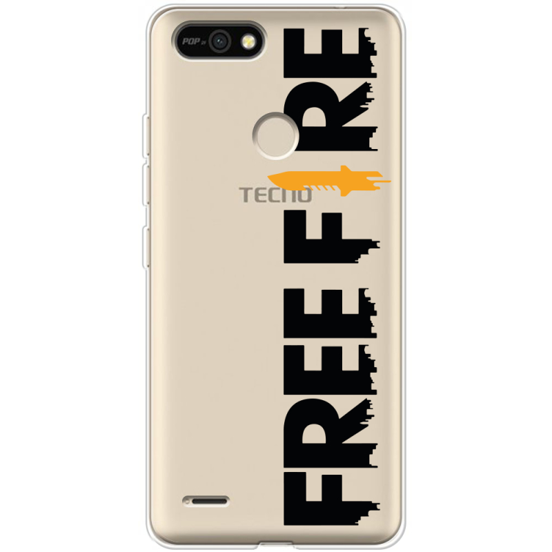 Прозрачный чехол BoxFace Tecno POP 2F Free Fire Black Logo