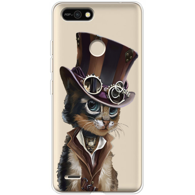 Прозрачный чехол BoxFace Tecno POP 2F Steampunk Cat