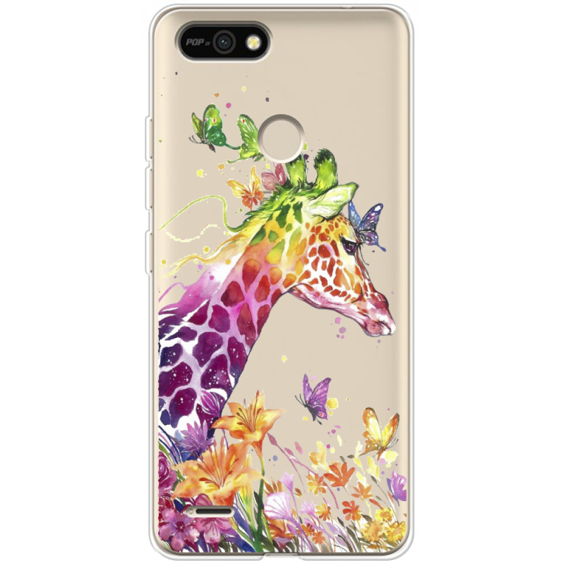 Прозрачный чехол BoxFace Tecno POP 2F Colorful Giraffe