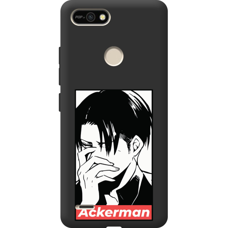 Черный чехол BoxFace Tecno POP 2F Attack On Titan - Ackerman