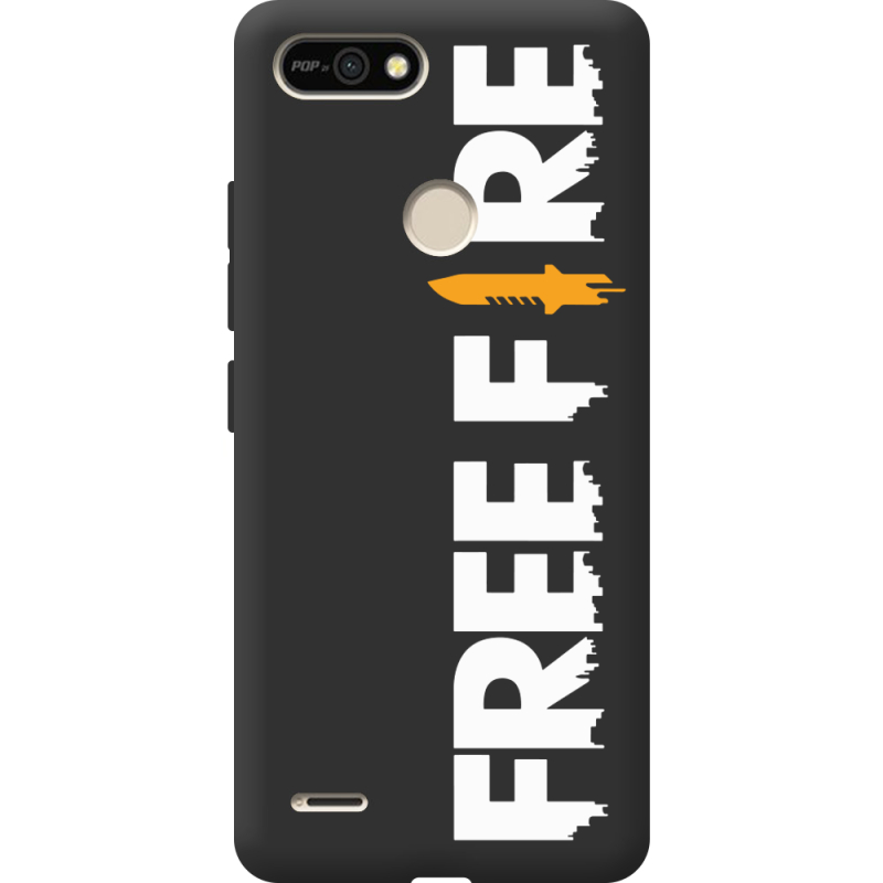 Черный чехол BoxFace Tecno POP 2F Free Fire White Logo