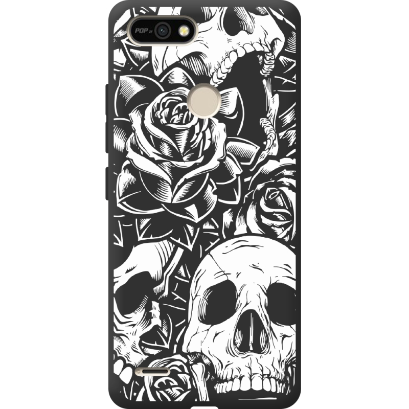 Черный чехол BoxFace Tecno POP 2F Skull and Roses