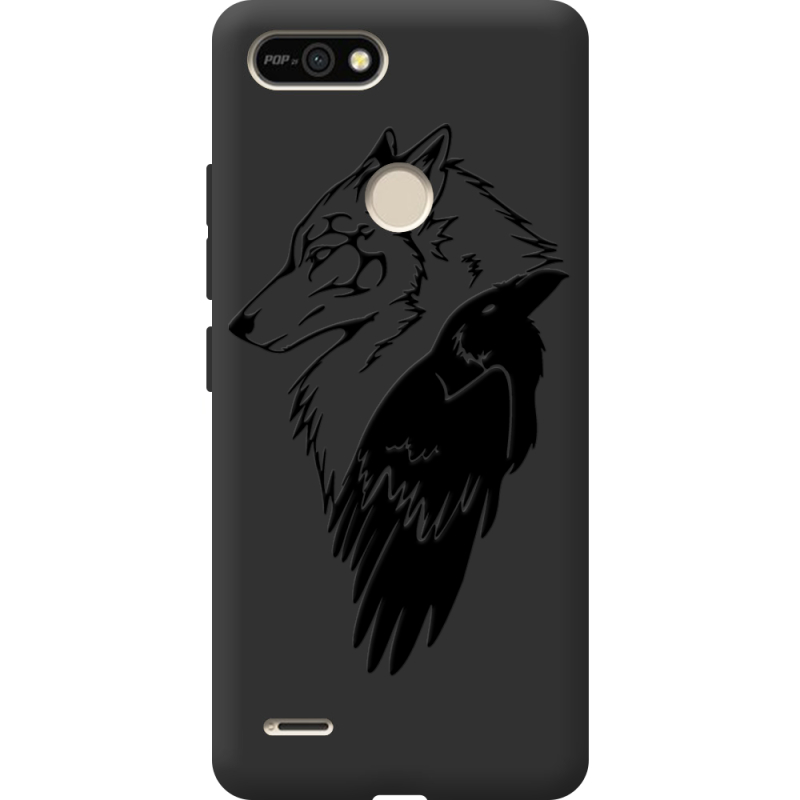 Черный чехол BoxFace Tecno POP 2F Wolf and Raven