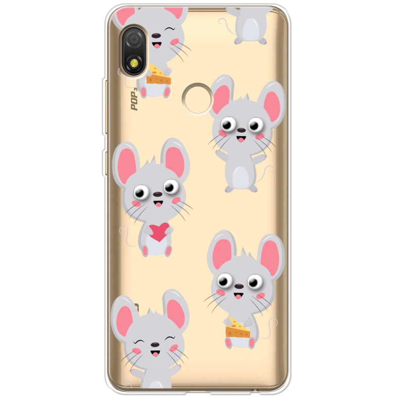 Прозрачный чехол BoxFace Tecno POP 3 с 3D-глазками Mouse