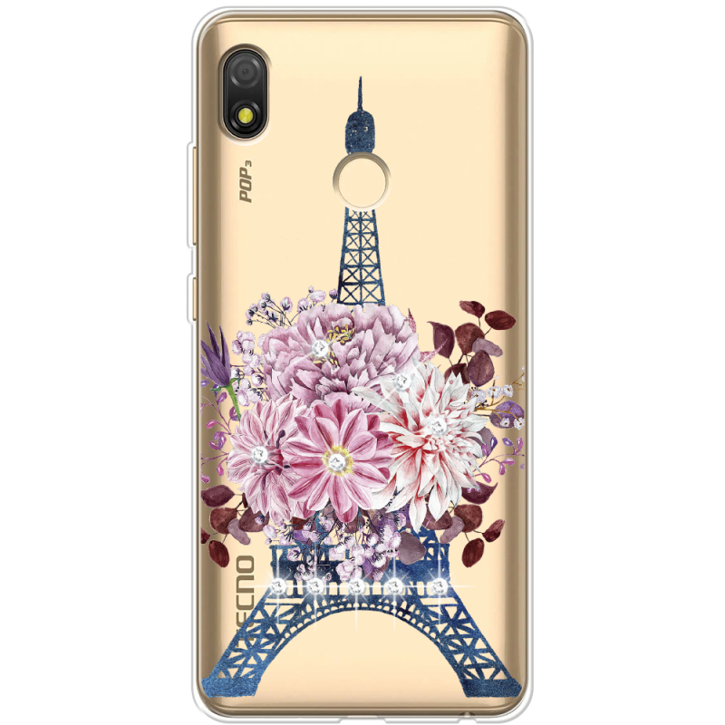 Чехол со стразами BoxFace Tecno POP 3 Eiffel Tower