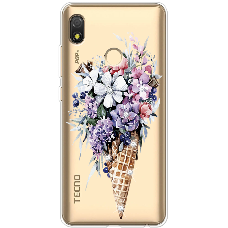 Чехол со стразами BoxFace Tecno POP 3 Ice Cream Flowers