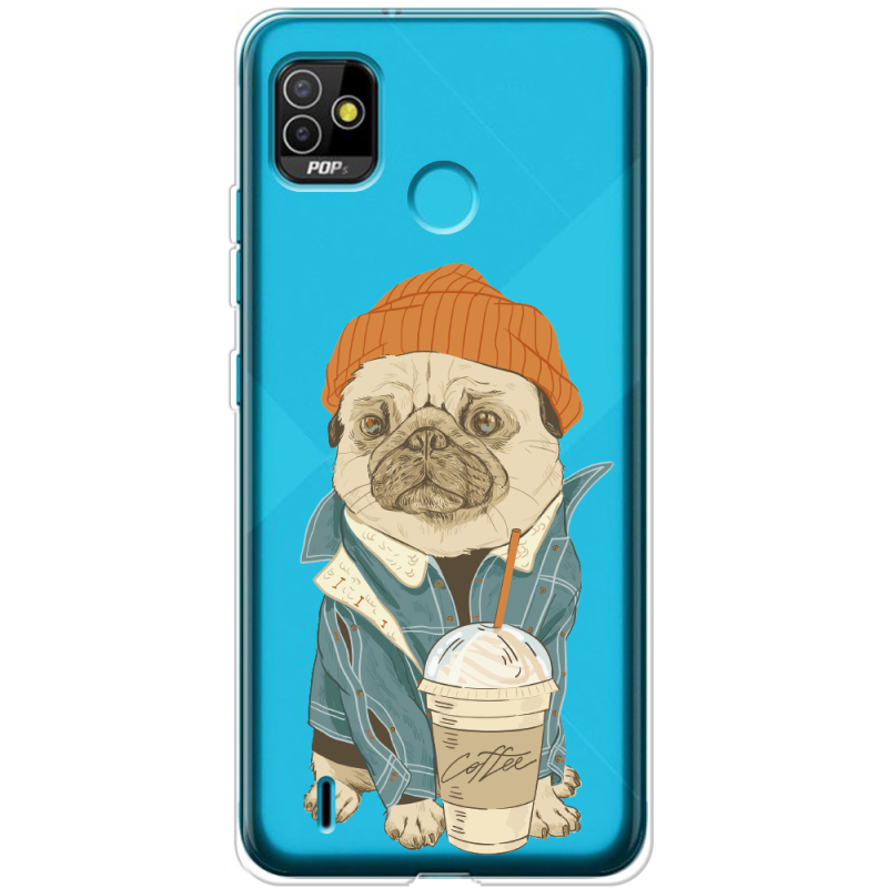 Прозрачный чехол BoxFace Tecno POP 5 Dog Coffeeman