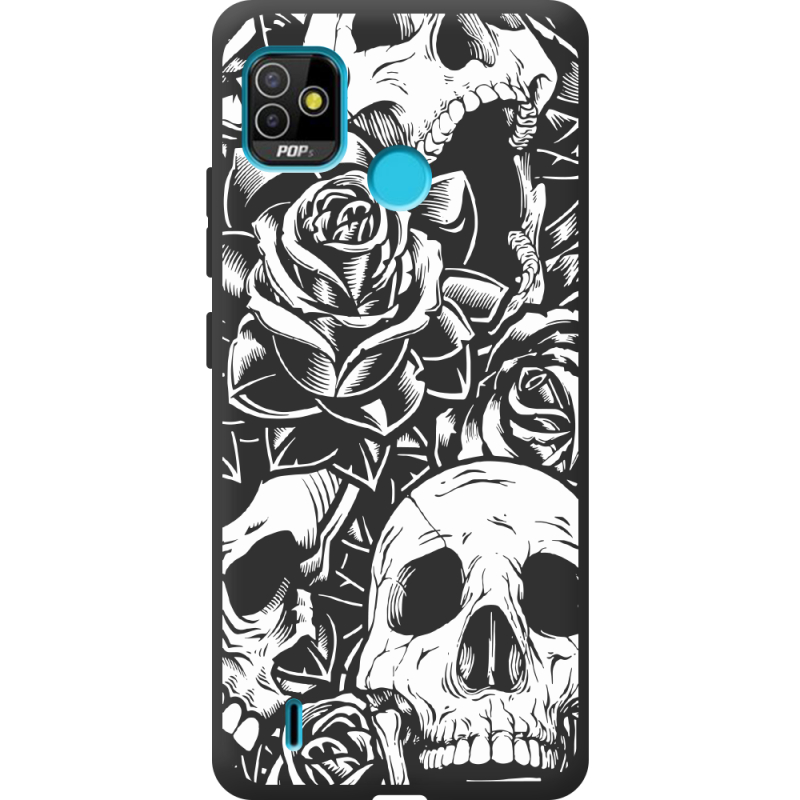 Черный чехол BoxFace Tecno POP 5 Skull and Roses