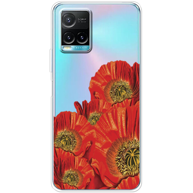 Прозрачный чехол BoxFace Vivo Y33S Red Poppies